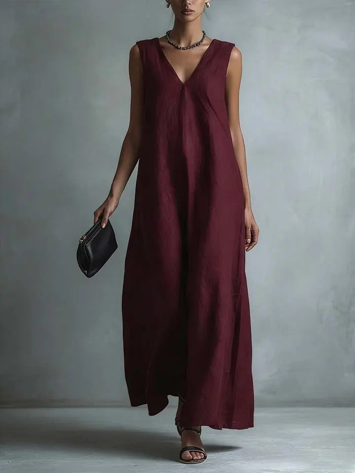Oversized Sleeveless Linen Maxi Dress