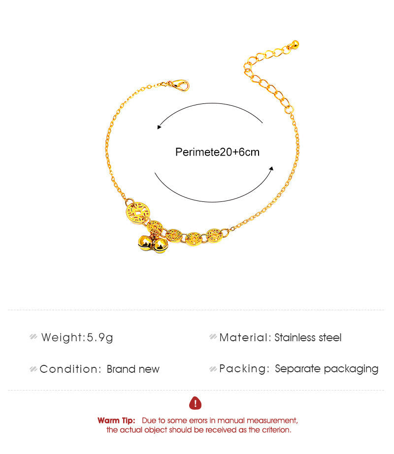 Simple Bell Hollow Out Pendant Anklet