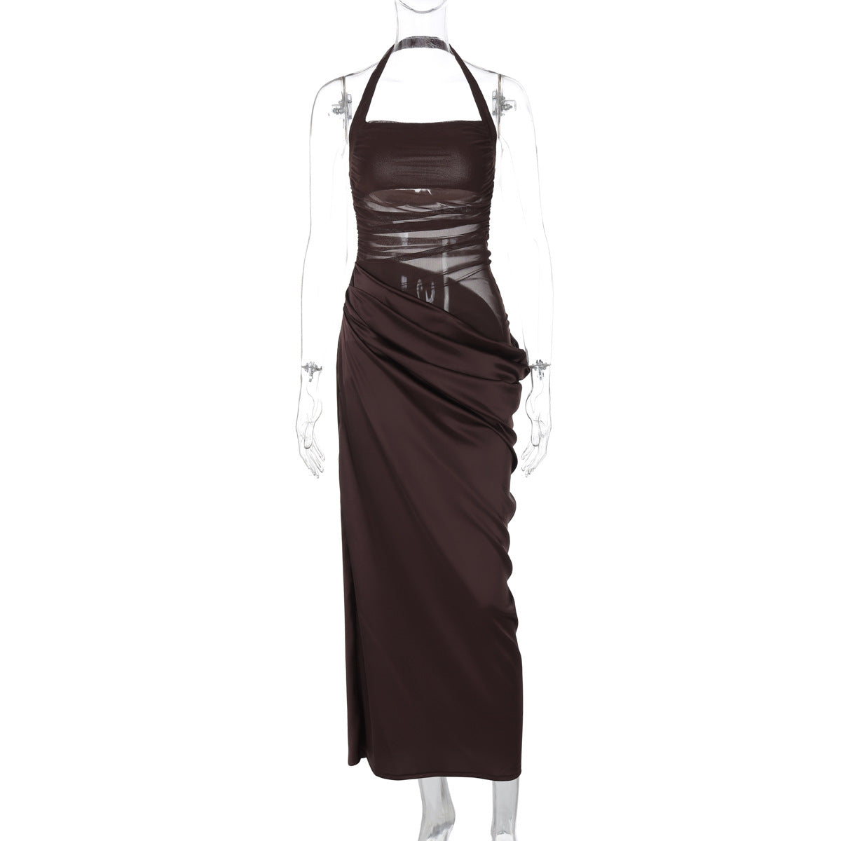 Sleeveless Sheer Maxi Dress with Back Cutout