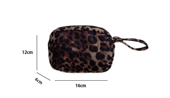 Corduroy Leopard Print Portable Storage Bag