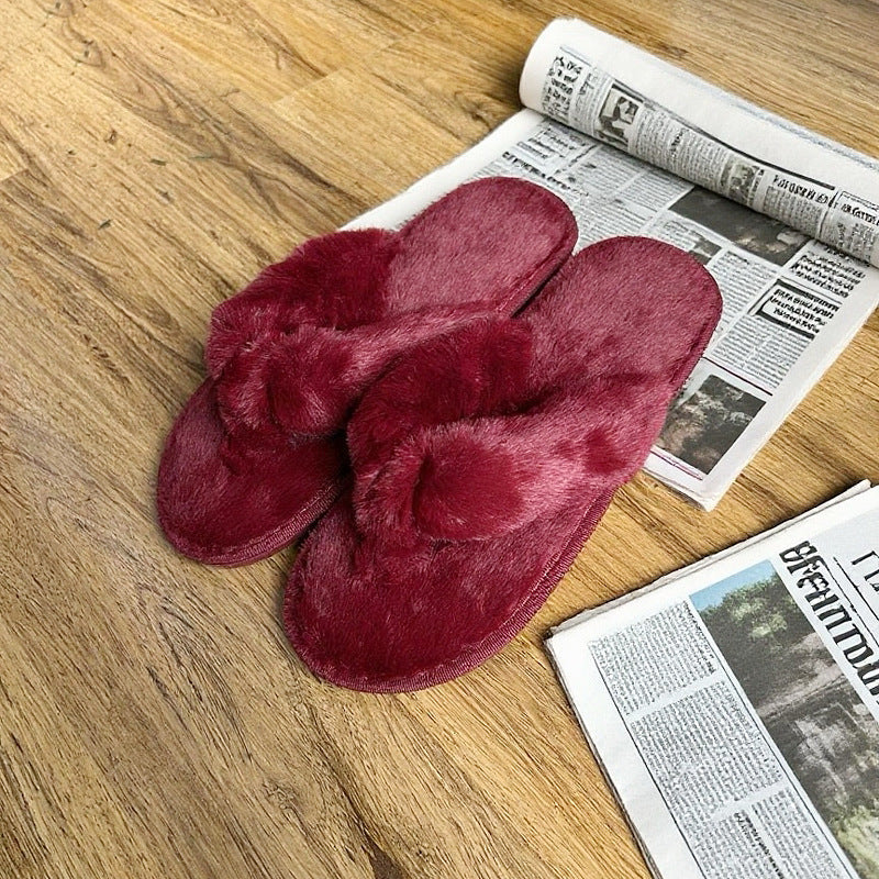 Soft Plush Open-Toe Indoor Slippers