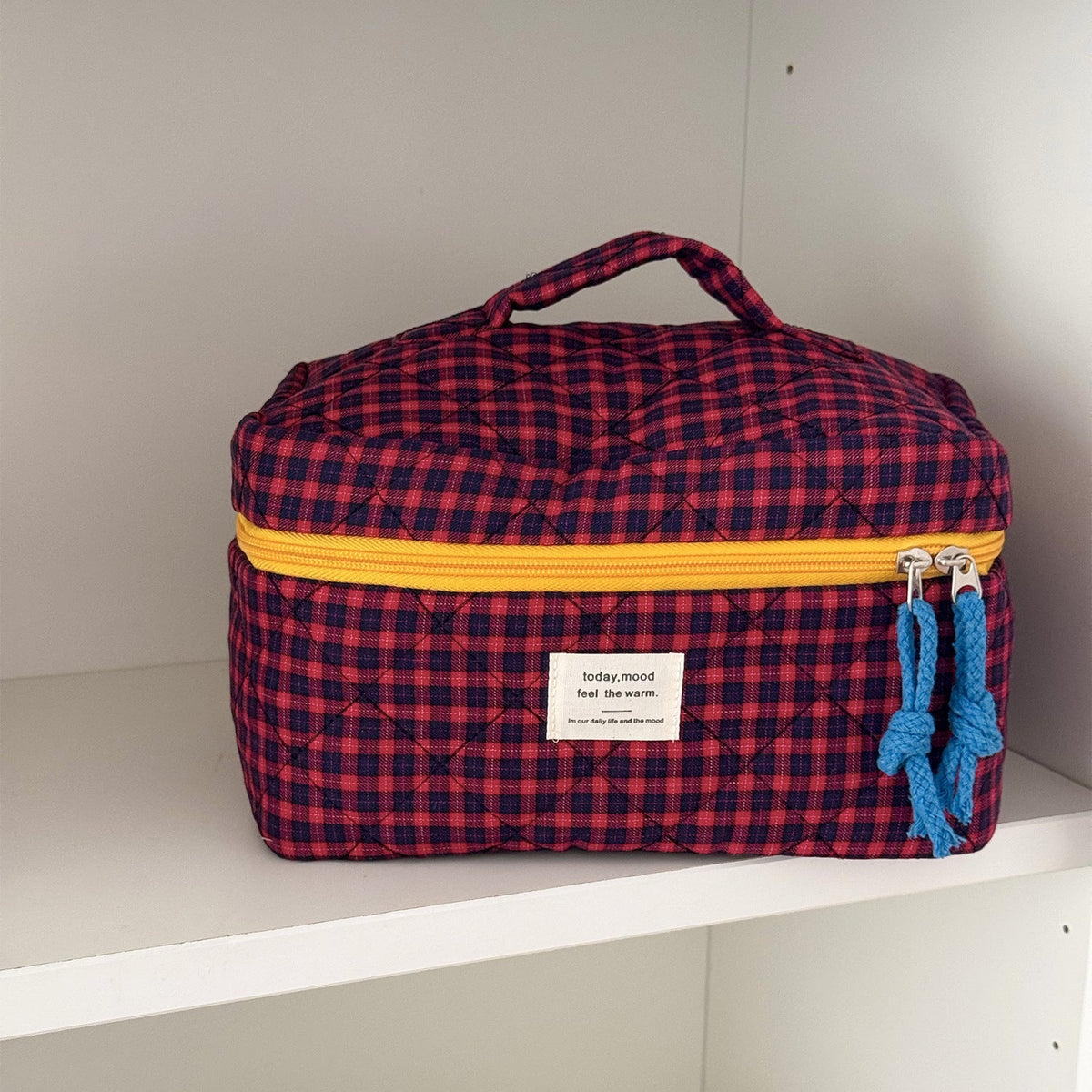 Classic Plaid Cosmetic Bag Minimalist Travel Pouch