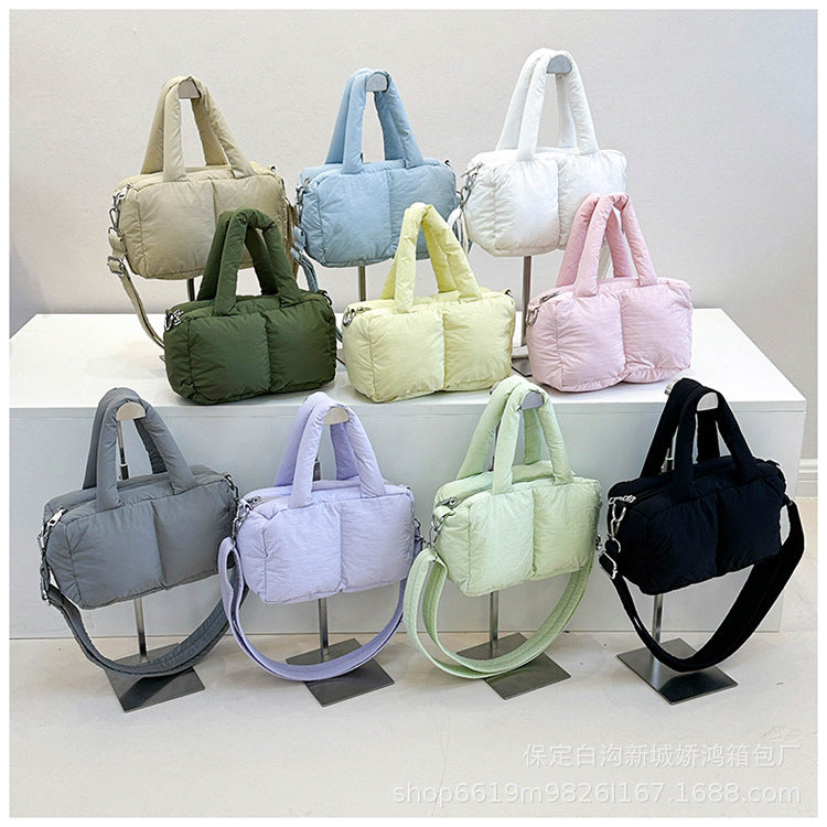 Trendy Puffer Top Handle Tote Shoulder Bag