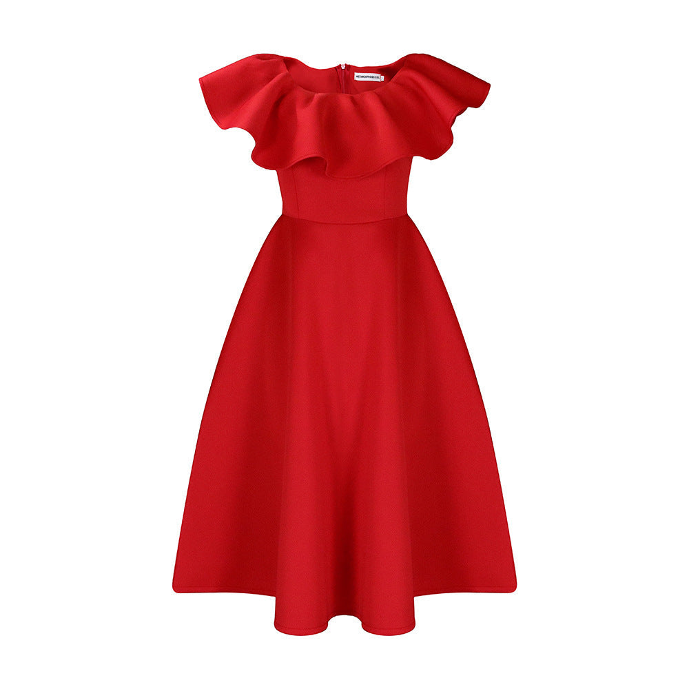 Elegant Ruffle Sleeve Maxi Dress For Parties