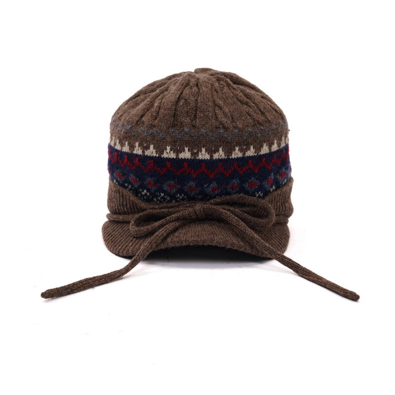 Retro Braided Wool Blend Knit Cap for Women