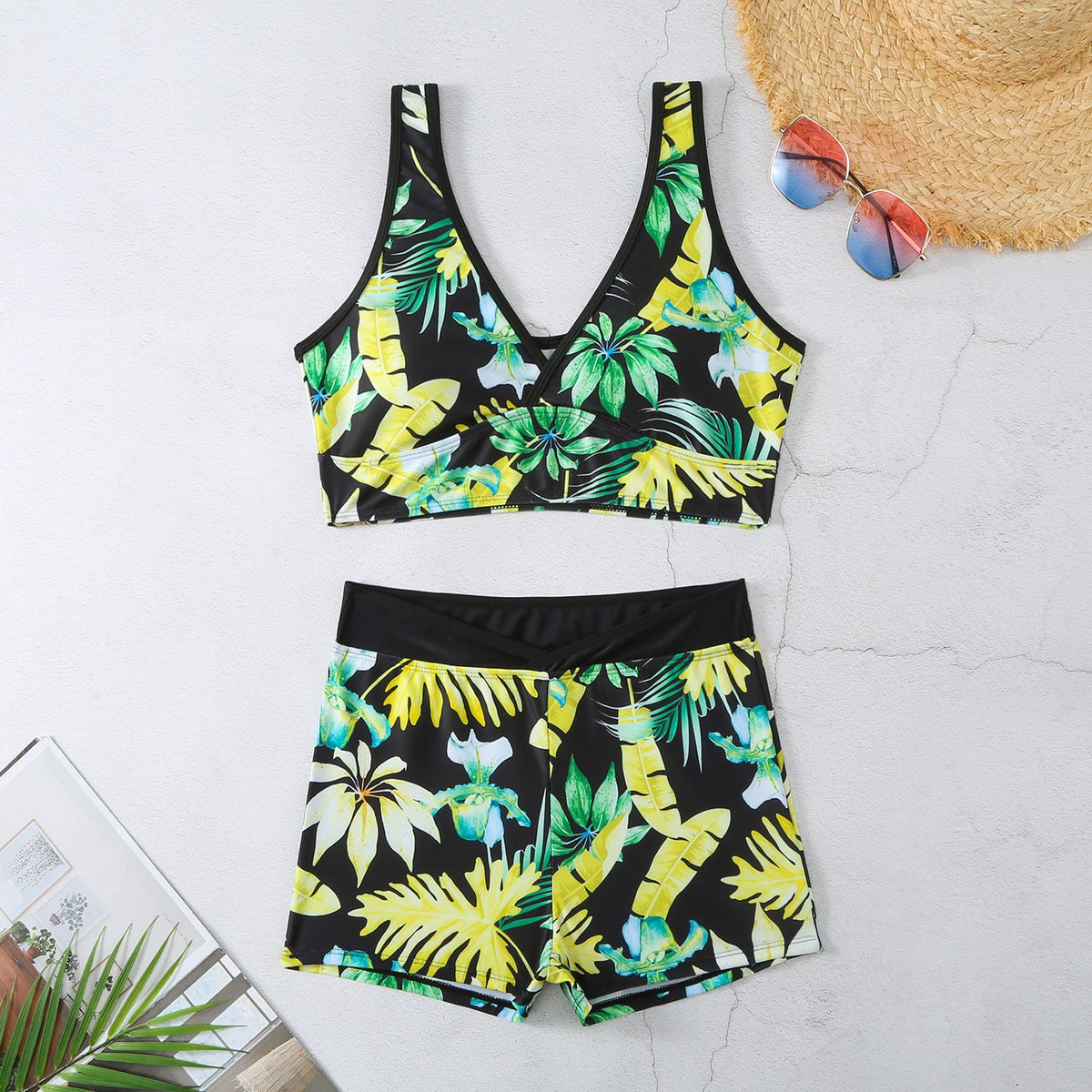 New Swimsuit Printing V-Shaped Ladies Split Bikini