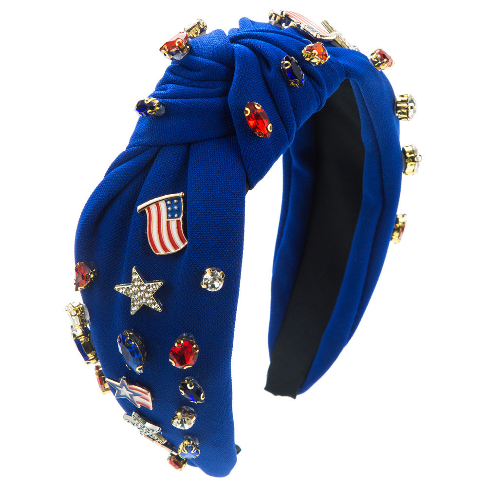 Creative Independence Day Headband with Knot and Rhinestones