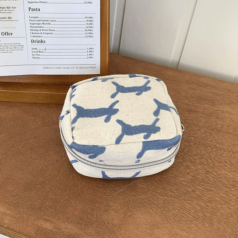 Embroidered Coin Purse Minimalist Cosmetic Bag