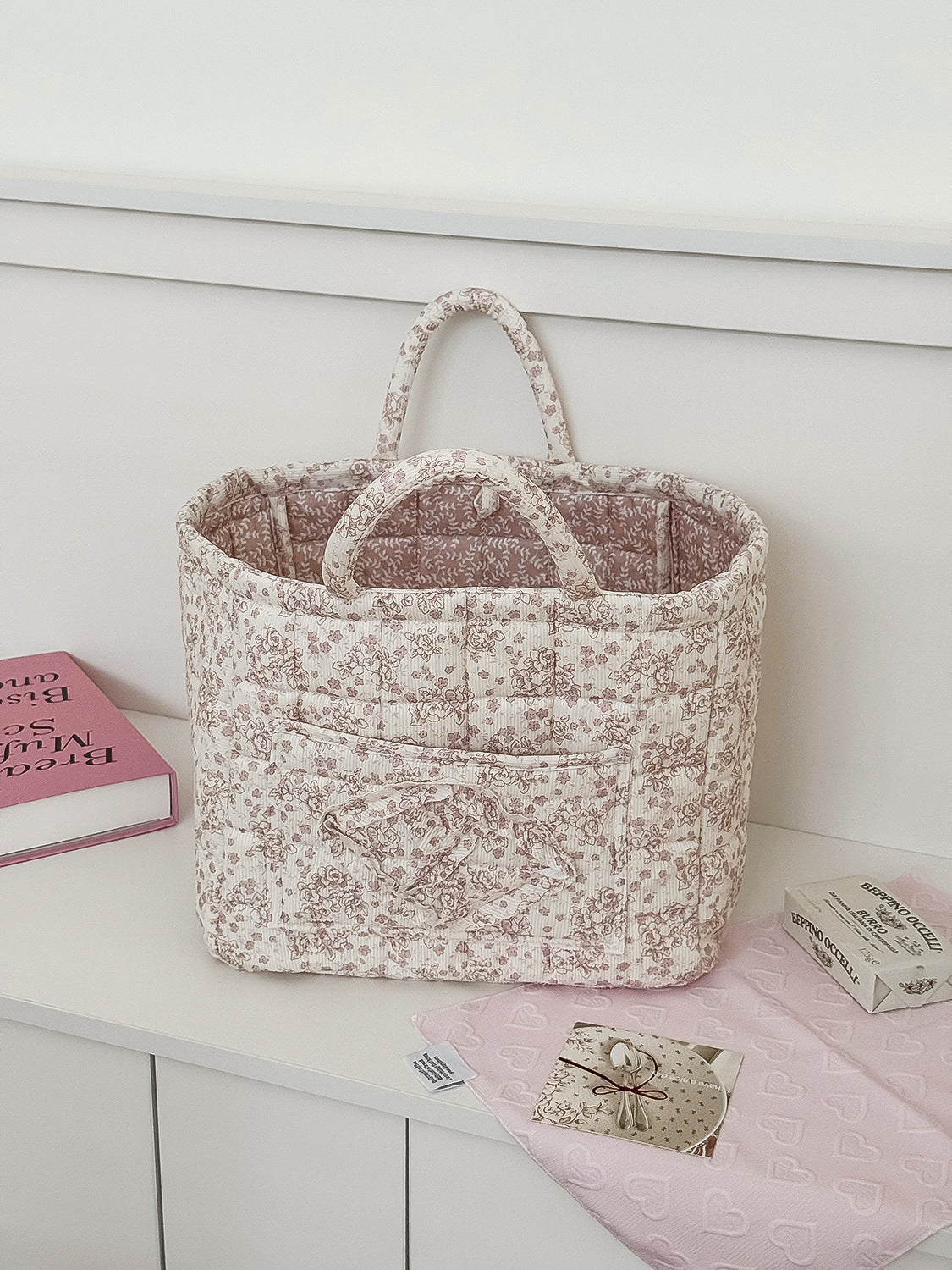 Peony Velvet Storage Basket Stylish Home Organizer