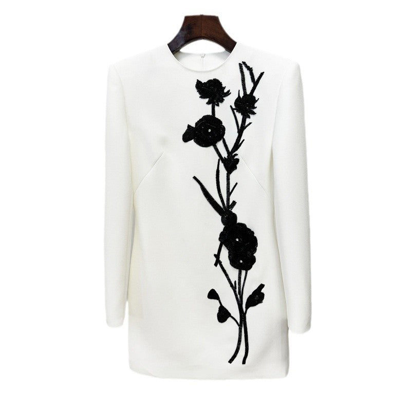 Floral Embellished Long Sleeve Dress