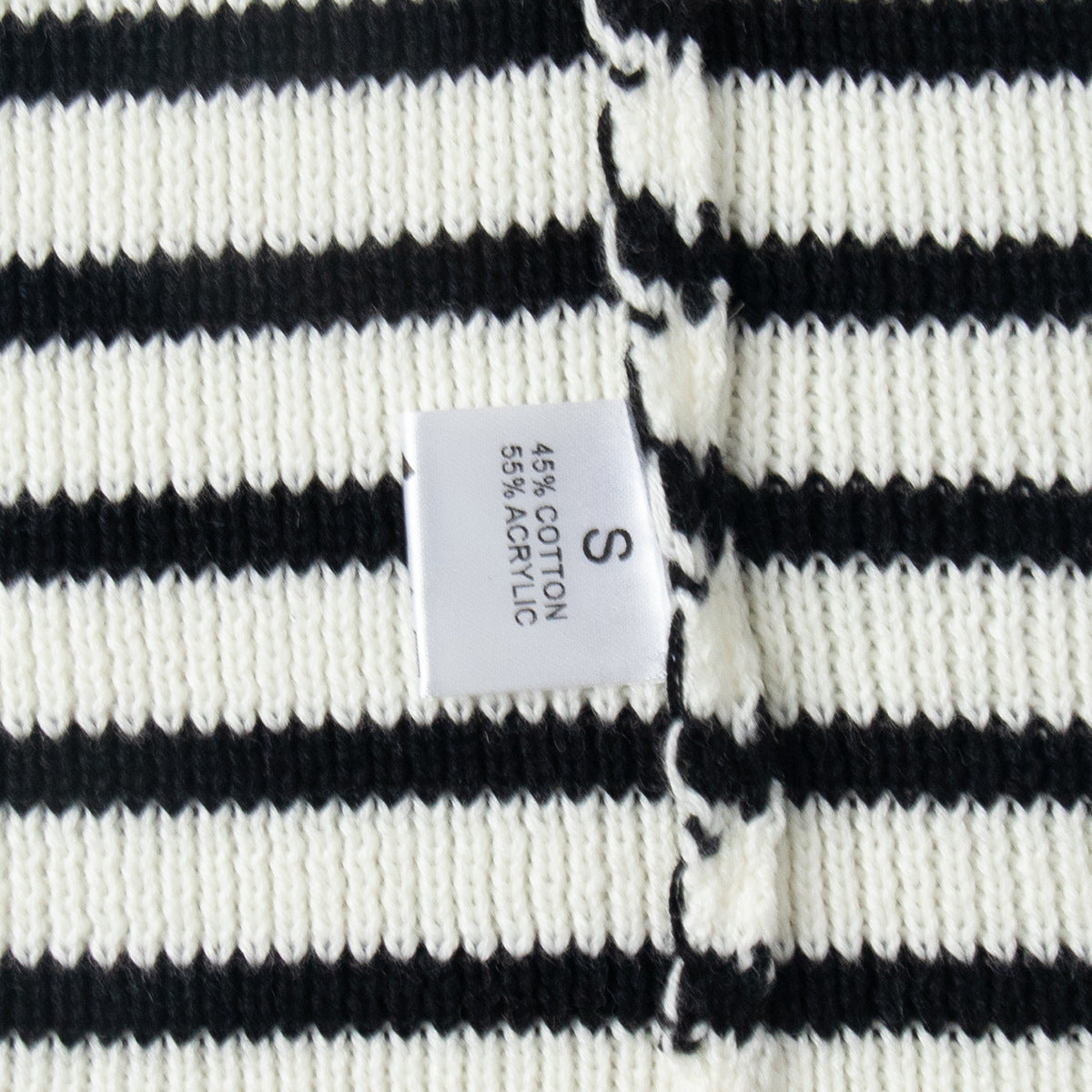 Black Striped Polo Sweater Casual Loose Knit Top