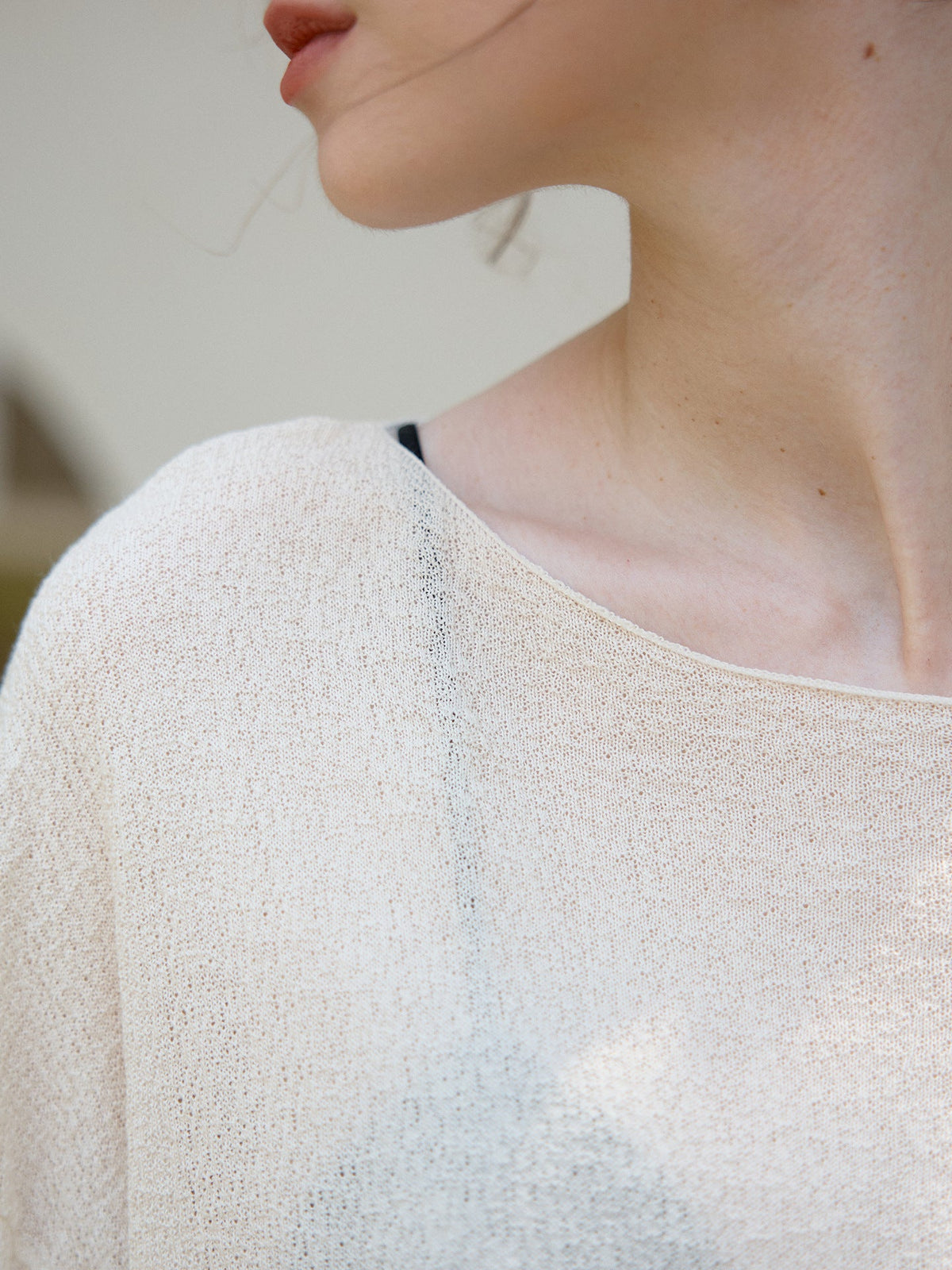 Elegant Loose-Fit Tencel Wool Blend Long Sleeve Top