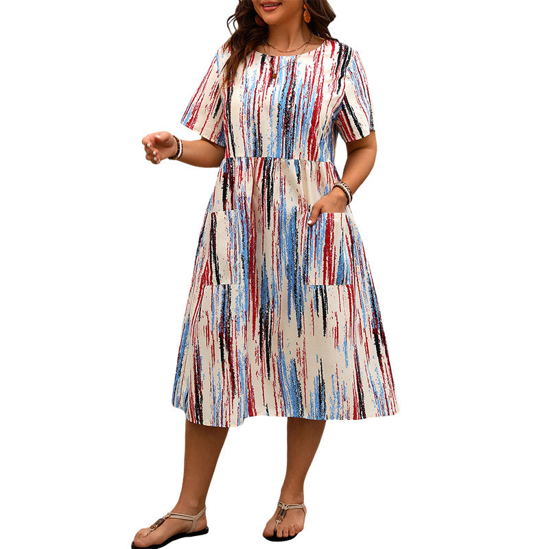 Striped Floral Maxi Dress Casual Relaxed Style