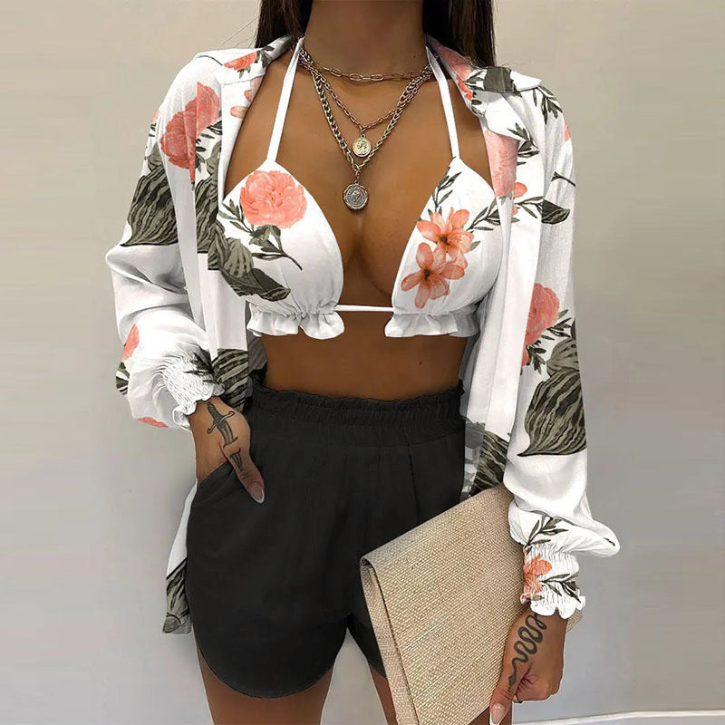 Women's Stylish Floral Print Tank Top and Shorts Set