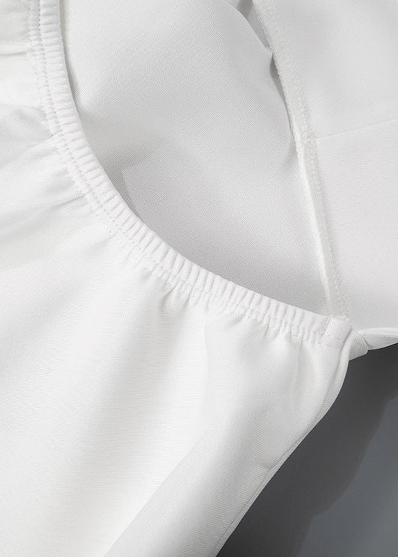 Halter Backless Fit Flare Dress White Fabric