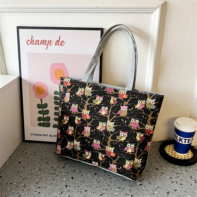 Canvas Tote Bag Vintage Style Printed Shoulder Bag