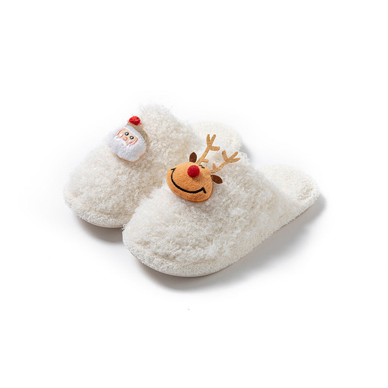 Fuzzy Fur Christmas Reindeer Indoor Slippers