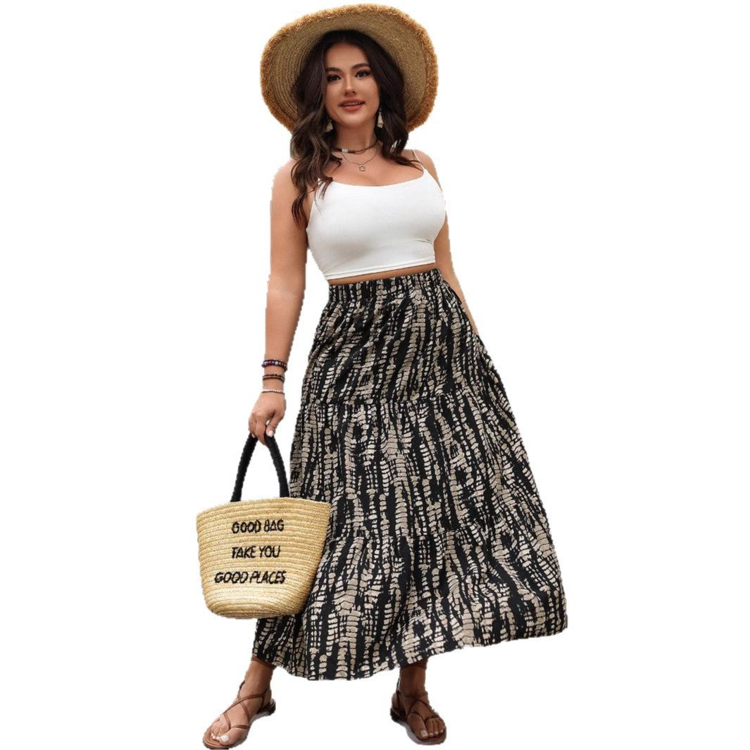 High Waist Striped Maxi Skirt Casual Chic