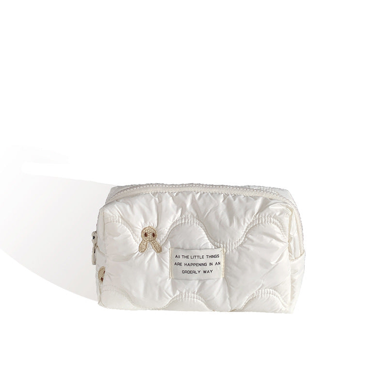 Large Capacity Embroidered Bunny Makeup Bag Portable Travel Organizer