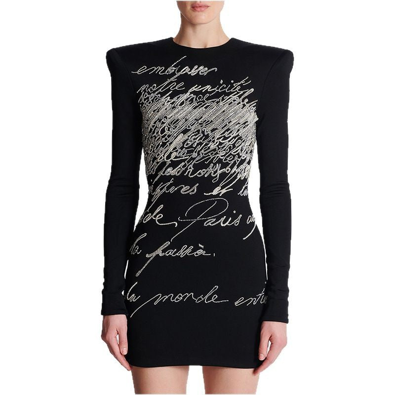 Chic Letter Embellished Bodycon Dress