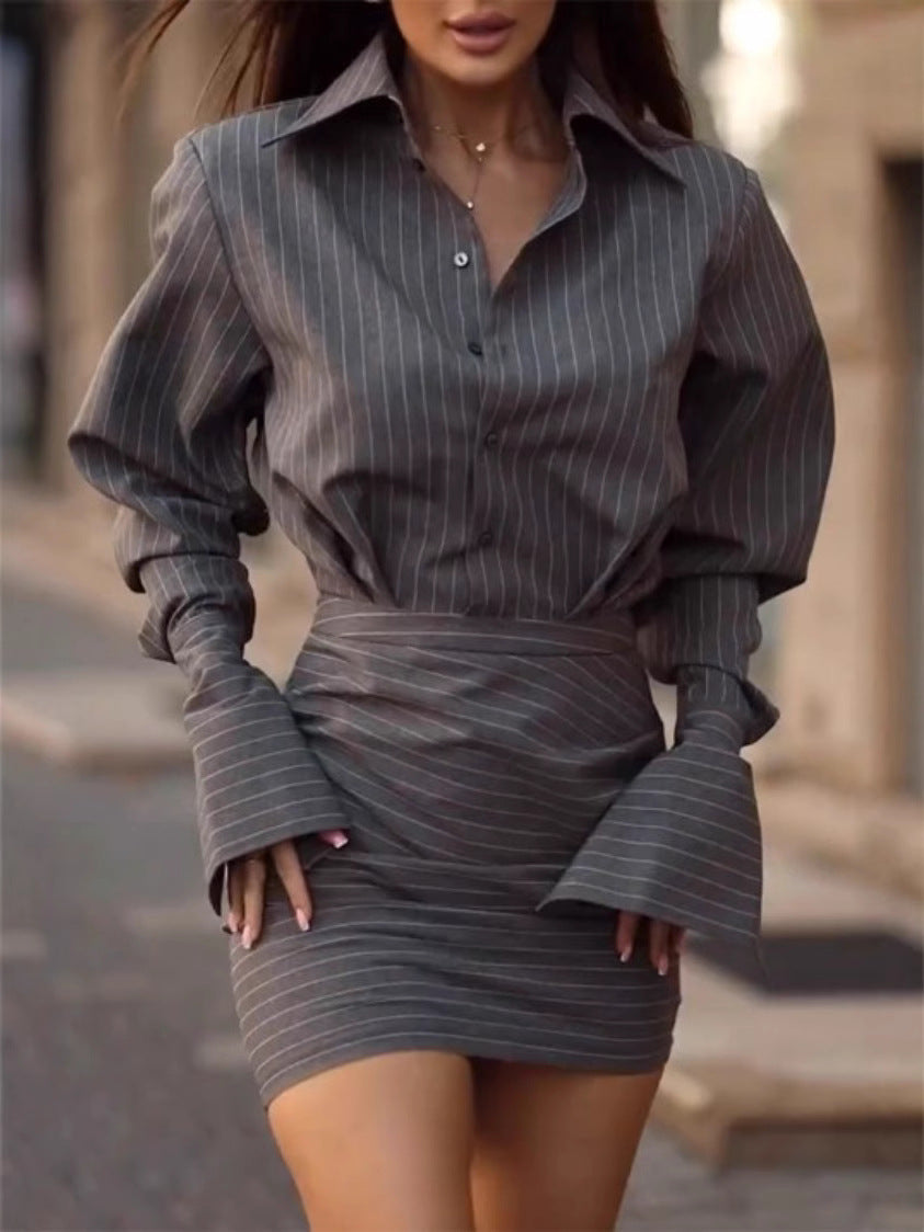 Striped Top And Skirt Two-Piece Set Casual Outfit