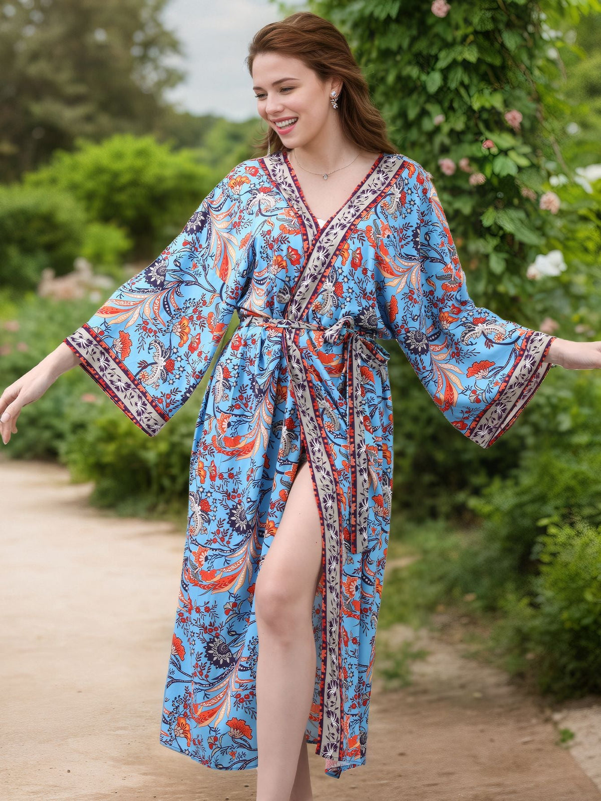 New Blouse Summer Cotton Printing Thin Blouse Bikini Summer Sunscreen Blouse Boho Kimono