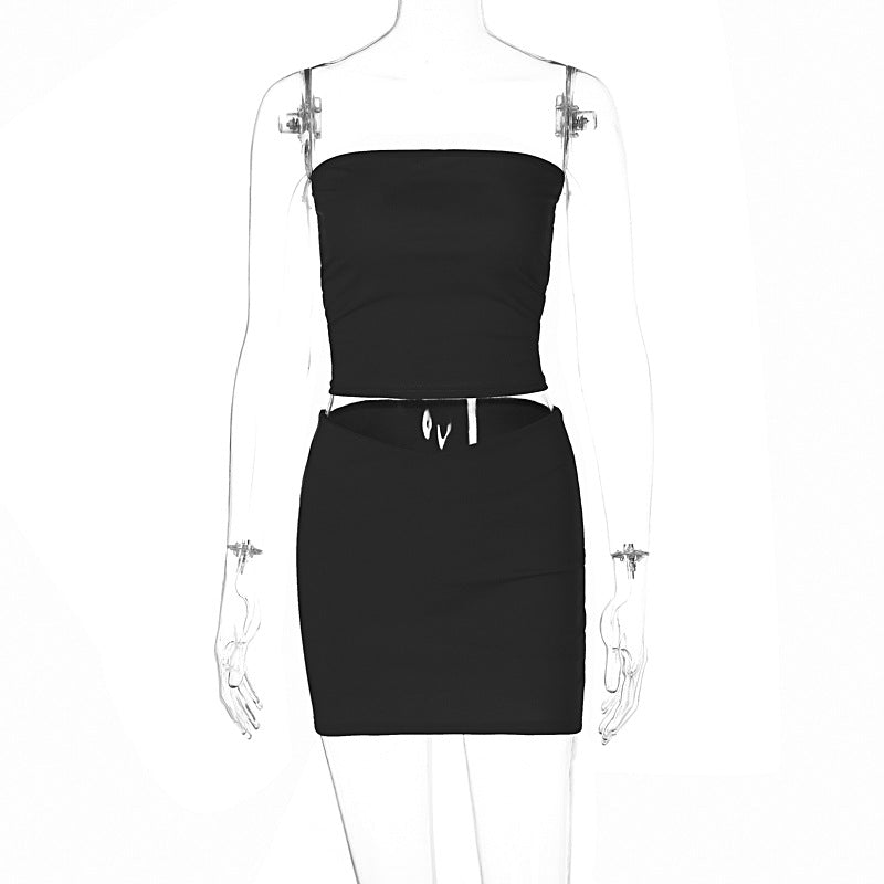 Trendy Casual Off-Shoulder Slim Fit Skirt Set