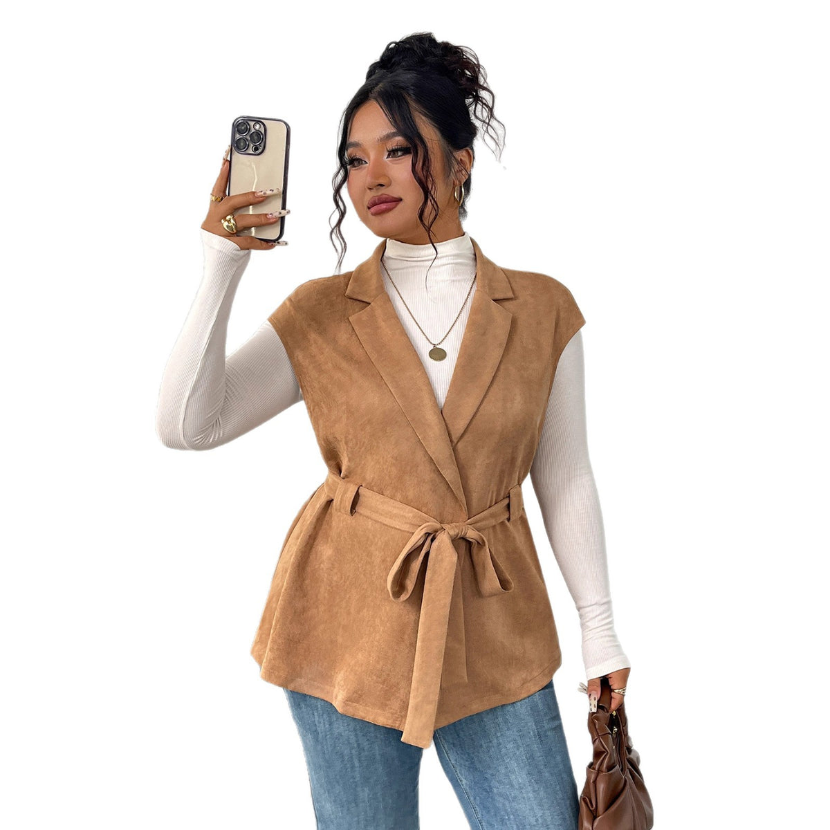 Trendy Solid Color Vest for Women - Loose Fit Sleeveless Layered Outerwear