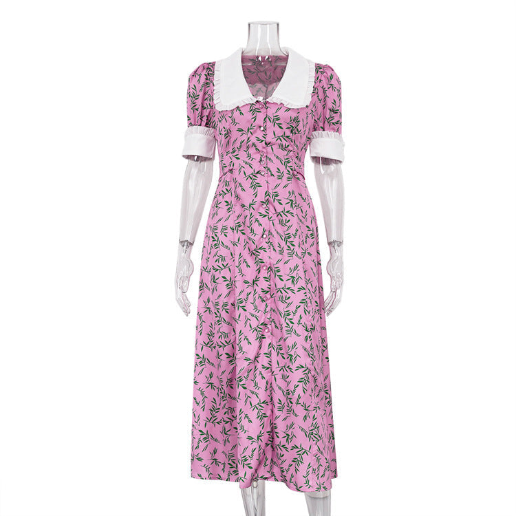French Style Elegant Maxi Dress With Doll Collar