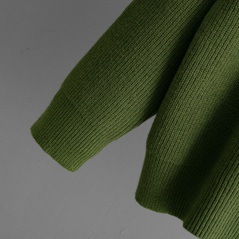 Knit Polo Collar Color Block Pullover Sweater
