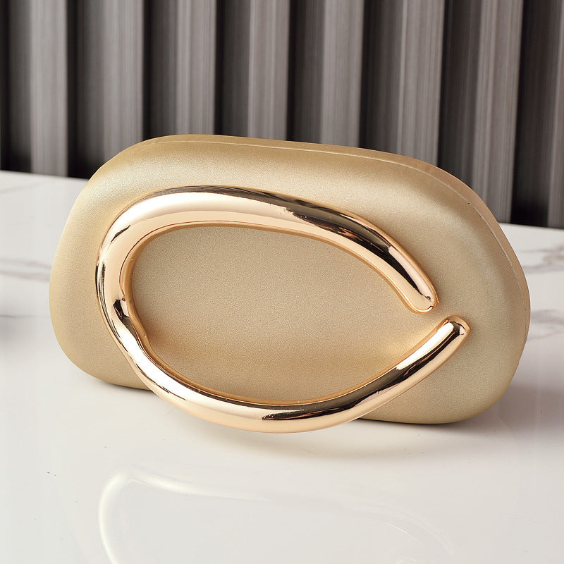 Retro PU Evening Clutch Bag With Gold Handle