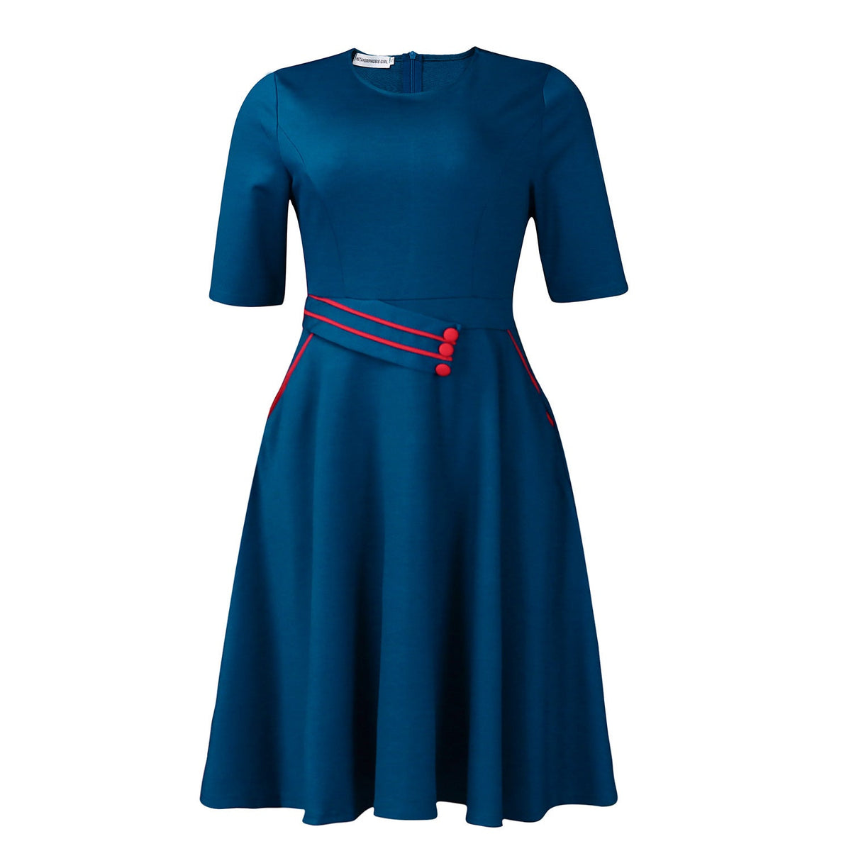 Elegant High-Waisted A-Line Dress Solid Color Casual Dress