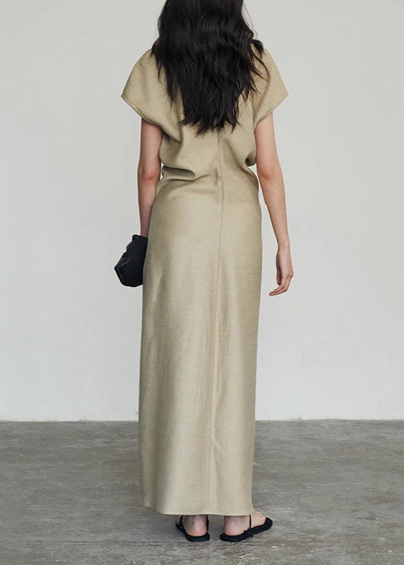Structured Cap Sleeve Maxi Dress In Polyester