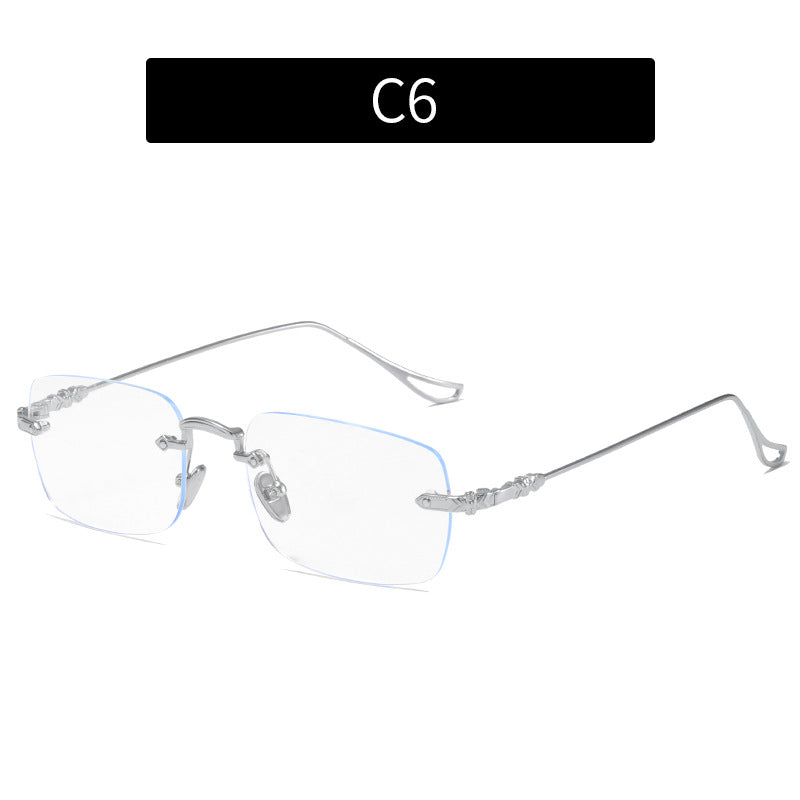 Silver Frameless Square Blue Light Blocking Glasses for Women