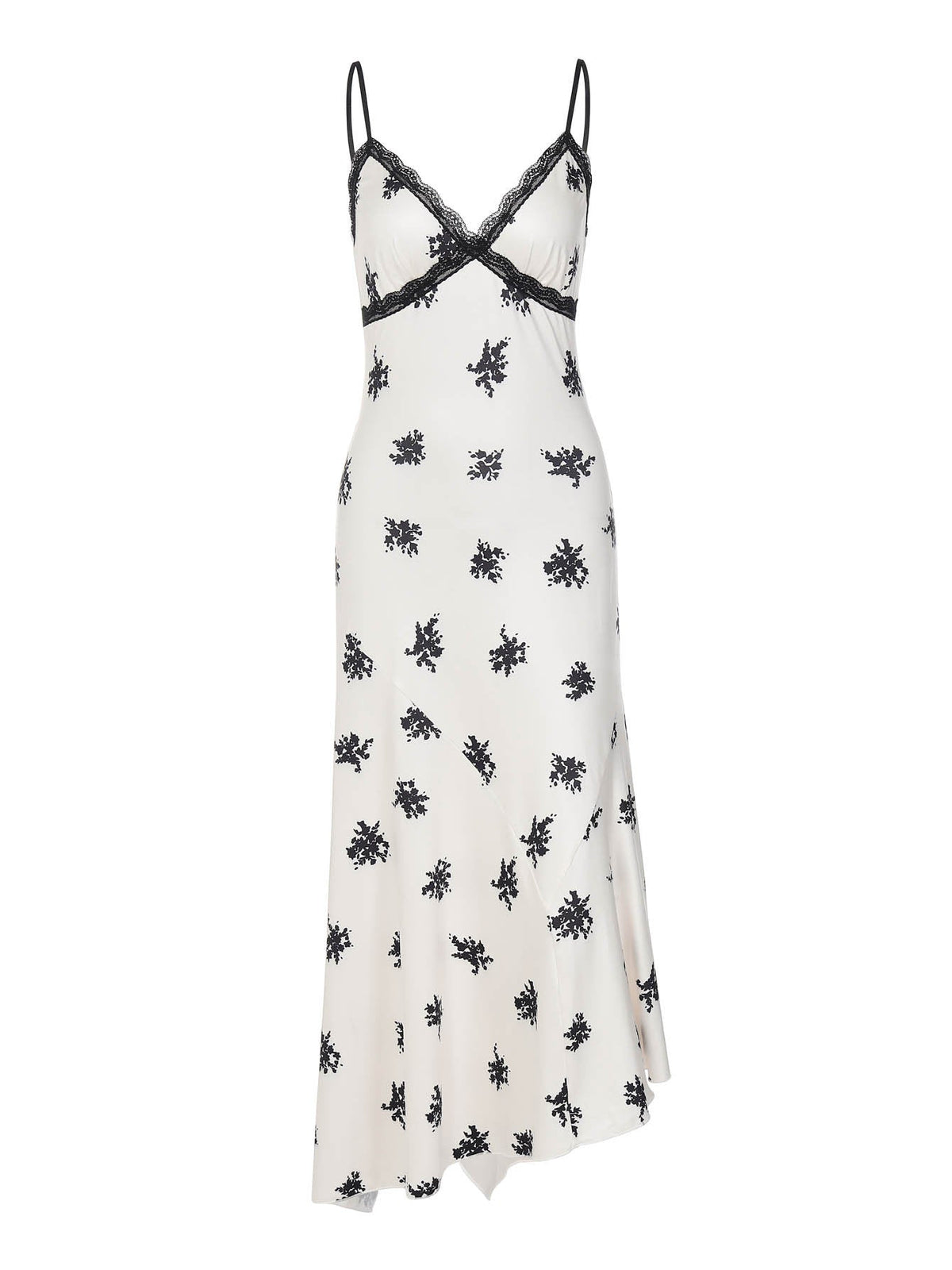 French Lace Trim V-Neck Sleeveless Maxi Dress