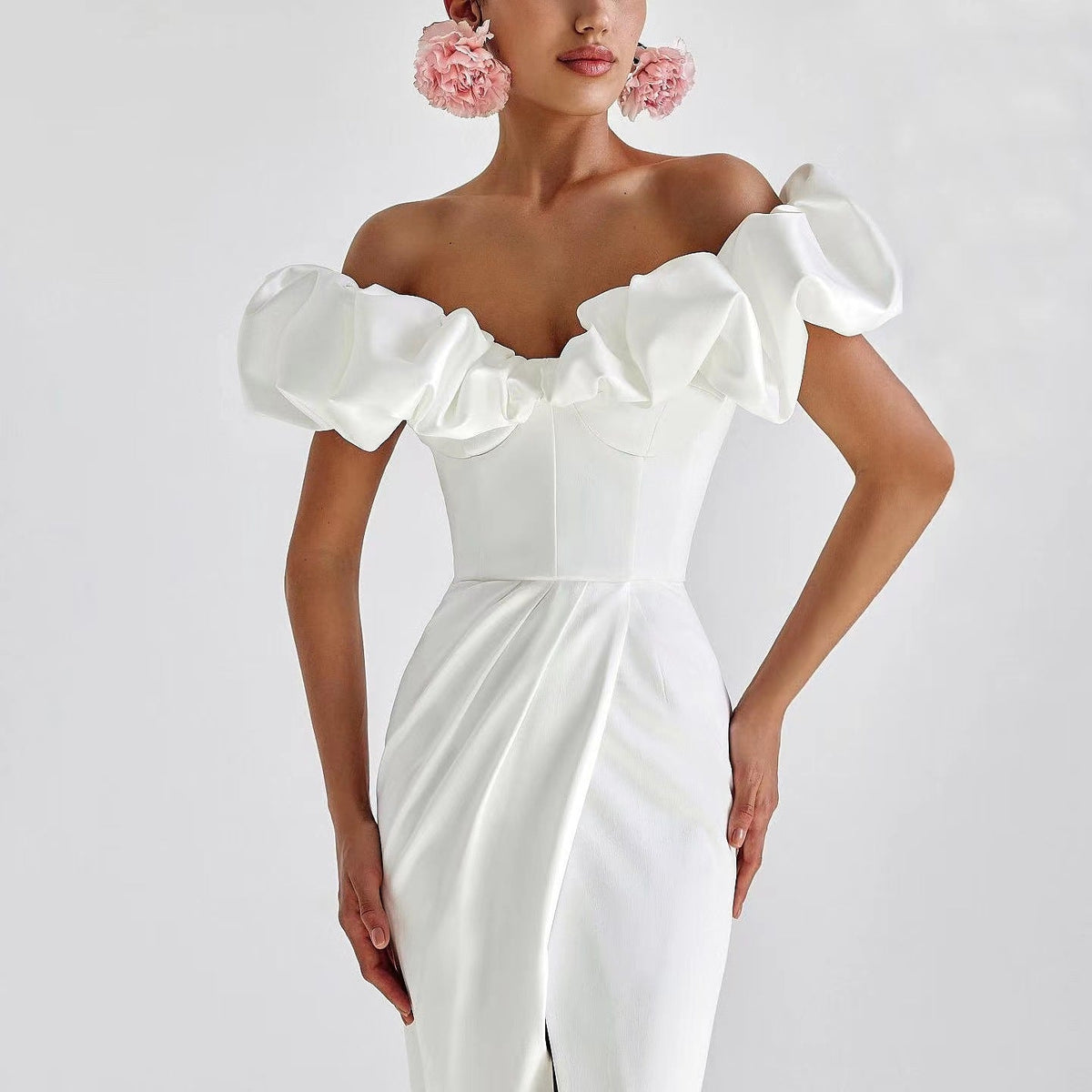 Elegant One-Shoulder Ruffle Maxi Dress for Women