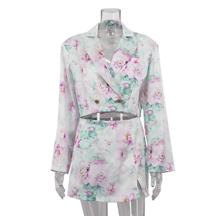 Trendy Floral Print Two-Piece Relaxed Set with Long Sleeve Cardigan