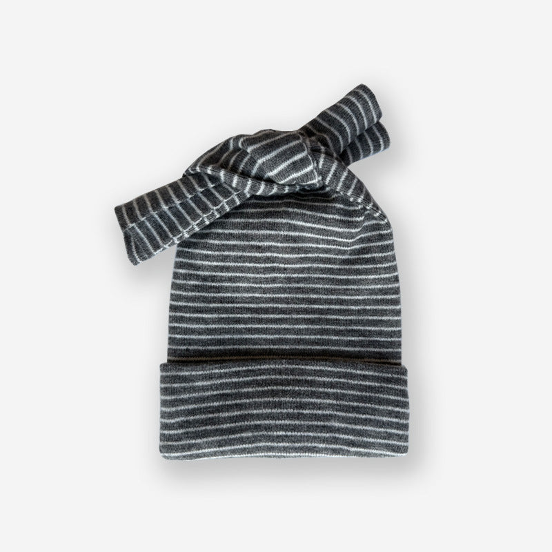 Striped Knitted Beanie for Women Cozy Casual Hat