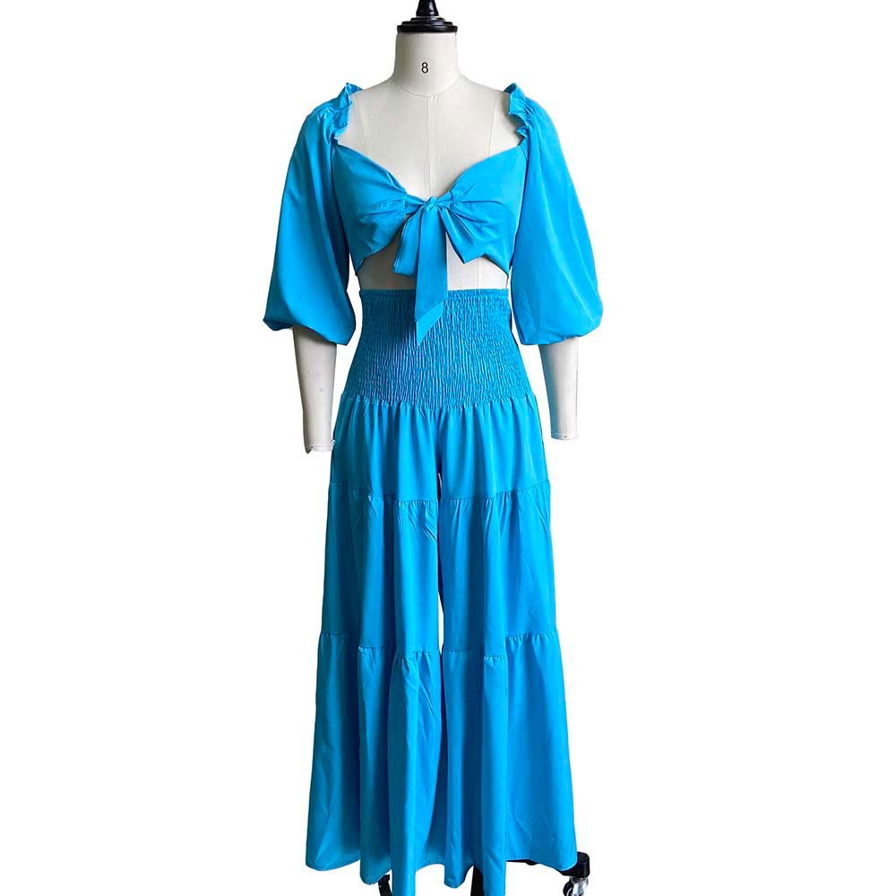 Summer Strapless Top And Wide-Leg Pants Two-Piece Set