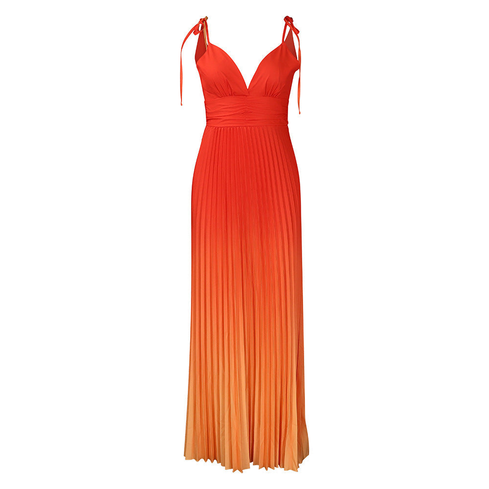 Summer Backless Gradient Long Dress Elegant Style