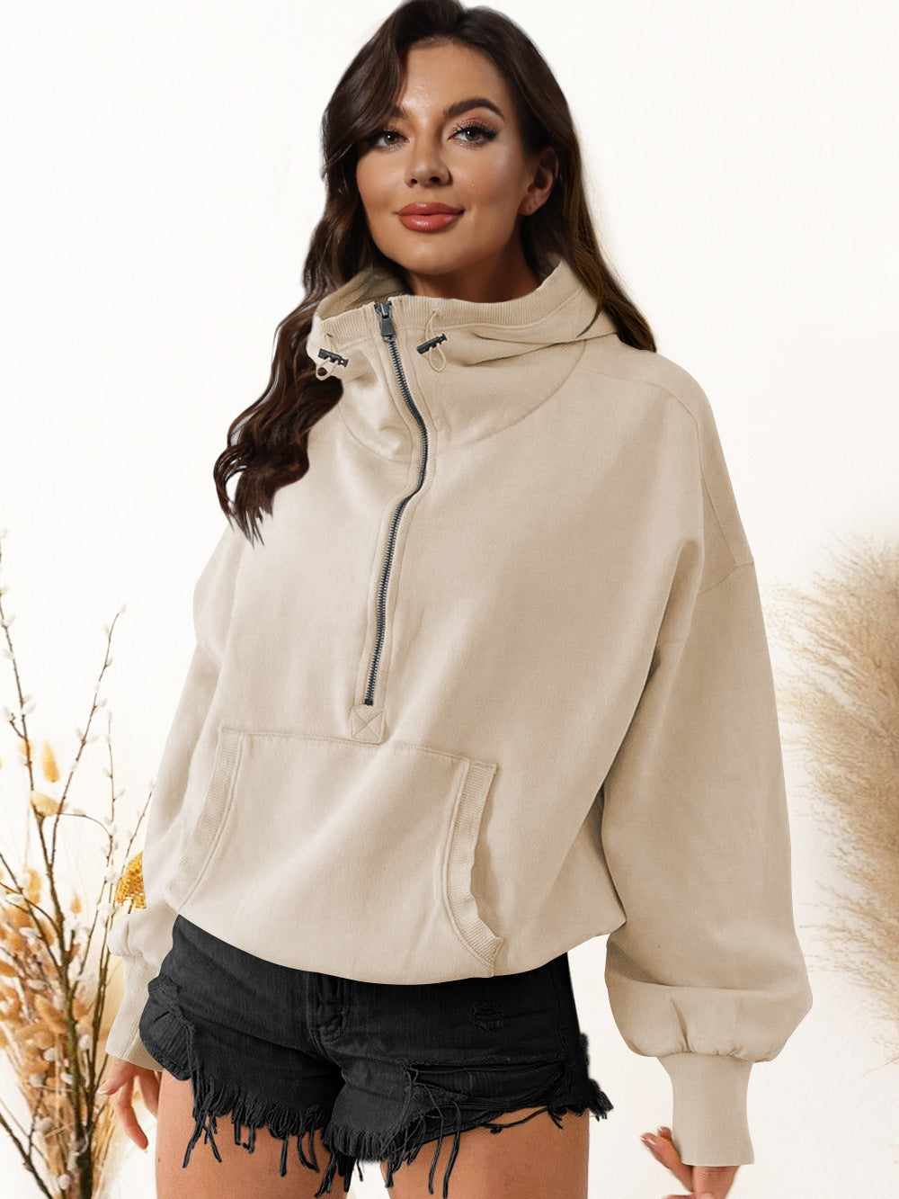 Hooded Sweatshirt for Women - Casual Pullover with Zipper