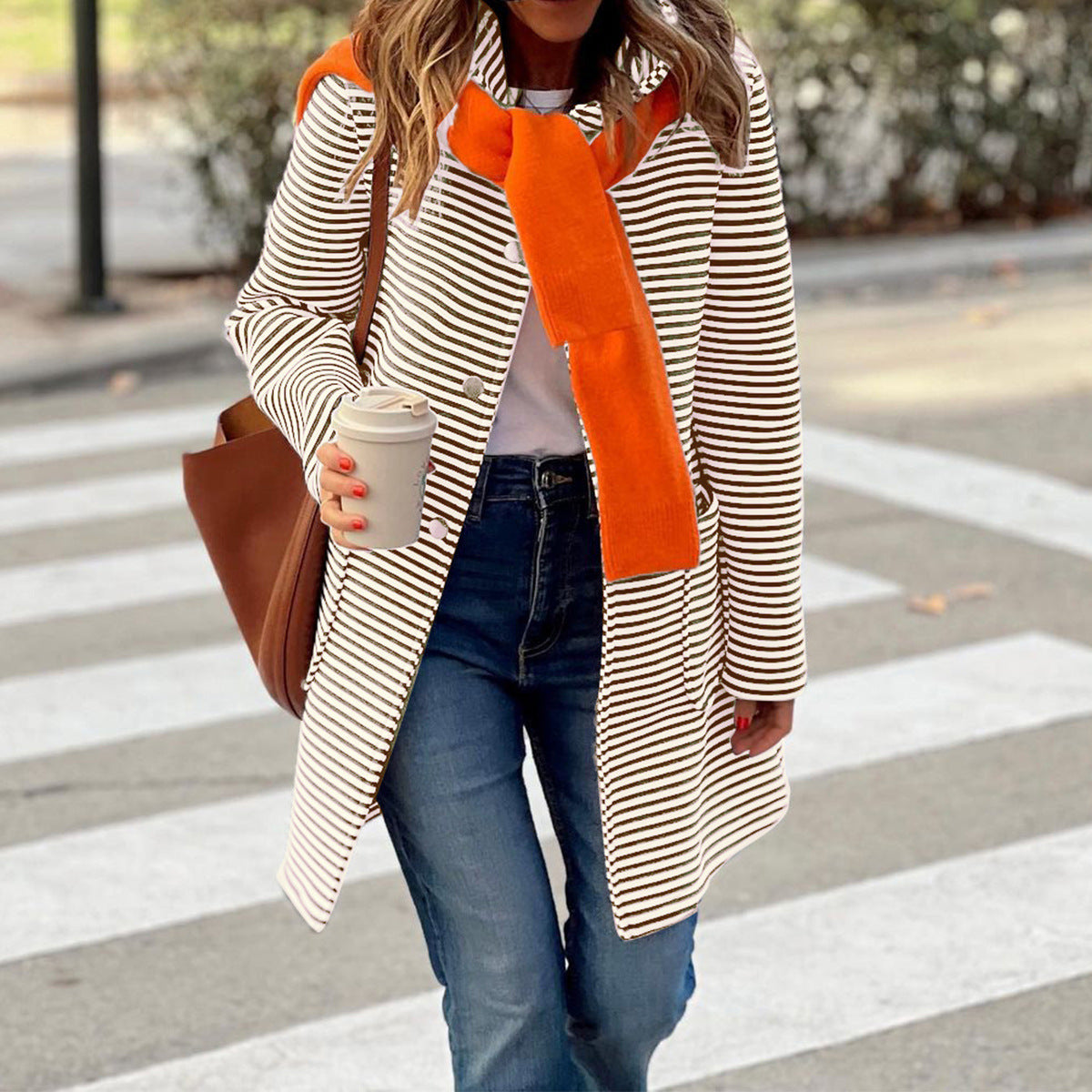 Striped Hooded Cardigan Sweater for Women