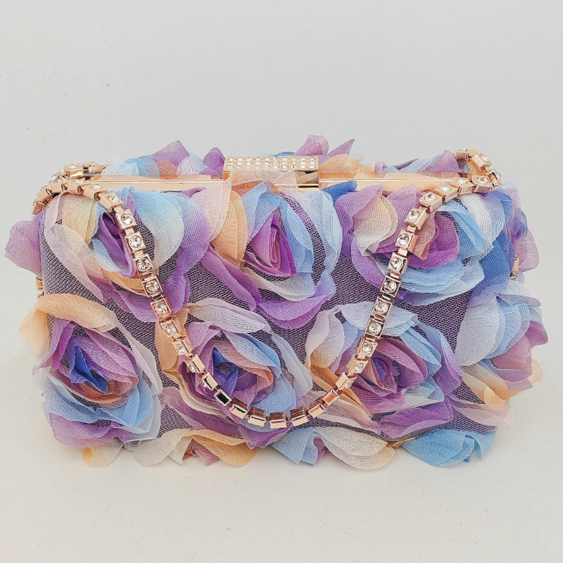 Chic Floral Chiffon Evening Clutch Party Bag