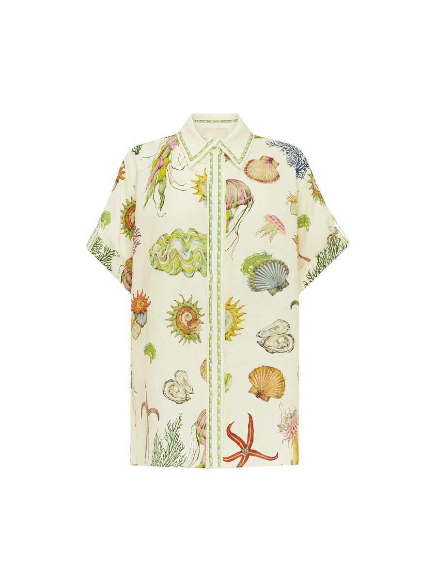 Trendy Casual Linen Short Sleeve Shirt & Shorts Set