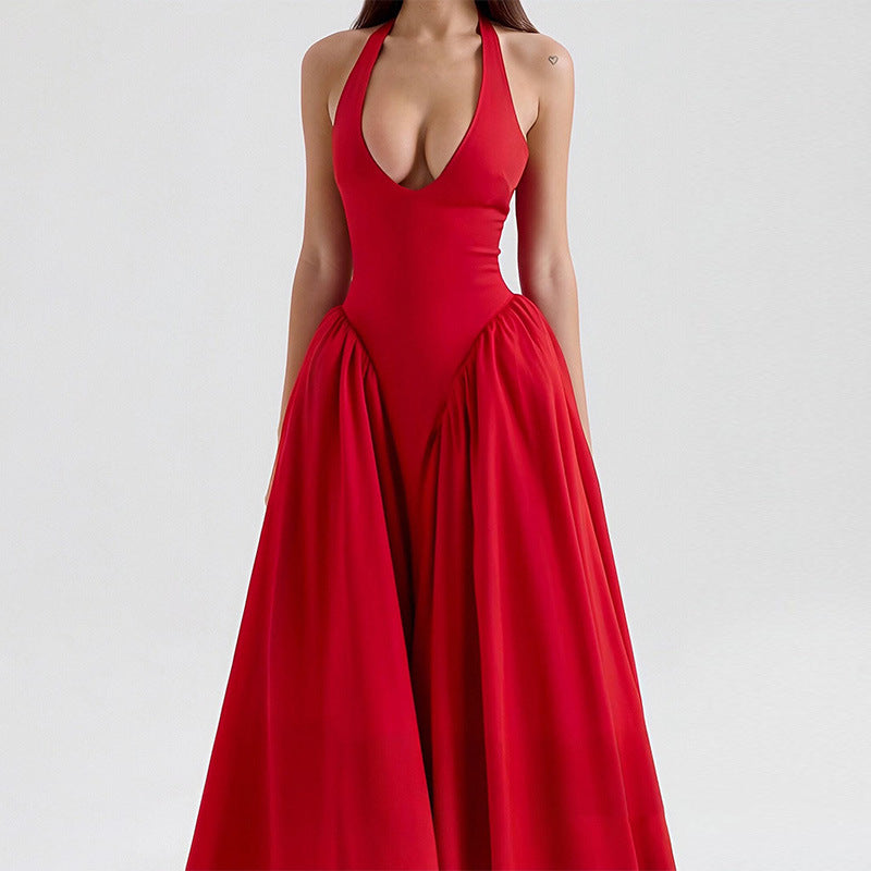 V-Neck Sleeveless Maxi Dress Elegant Casual Polyester