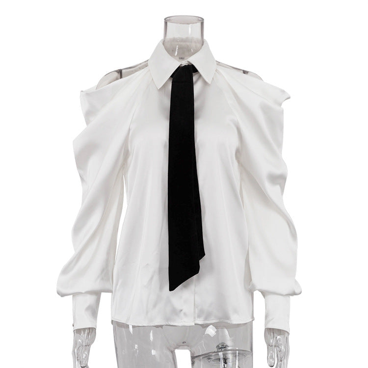 Chic Off-Shoulder Blouse with Tie for Women