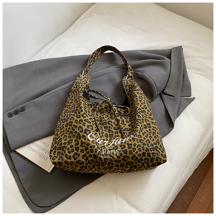 Artistic Leopard Print Tote Bag Stylish Casual Large Capacity Bag