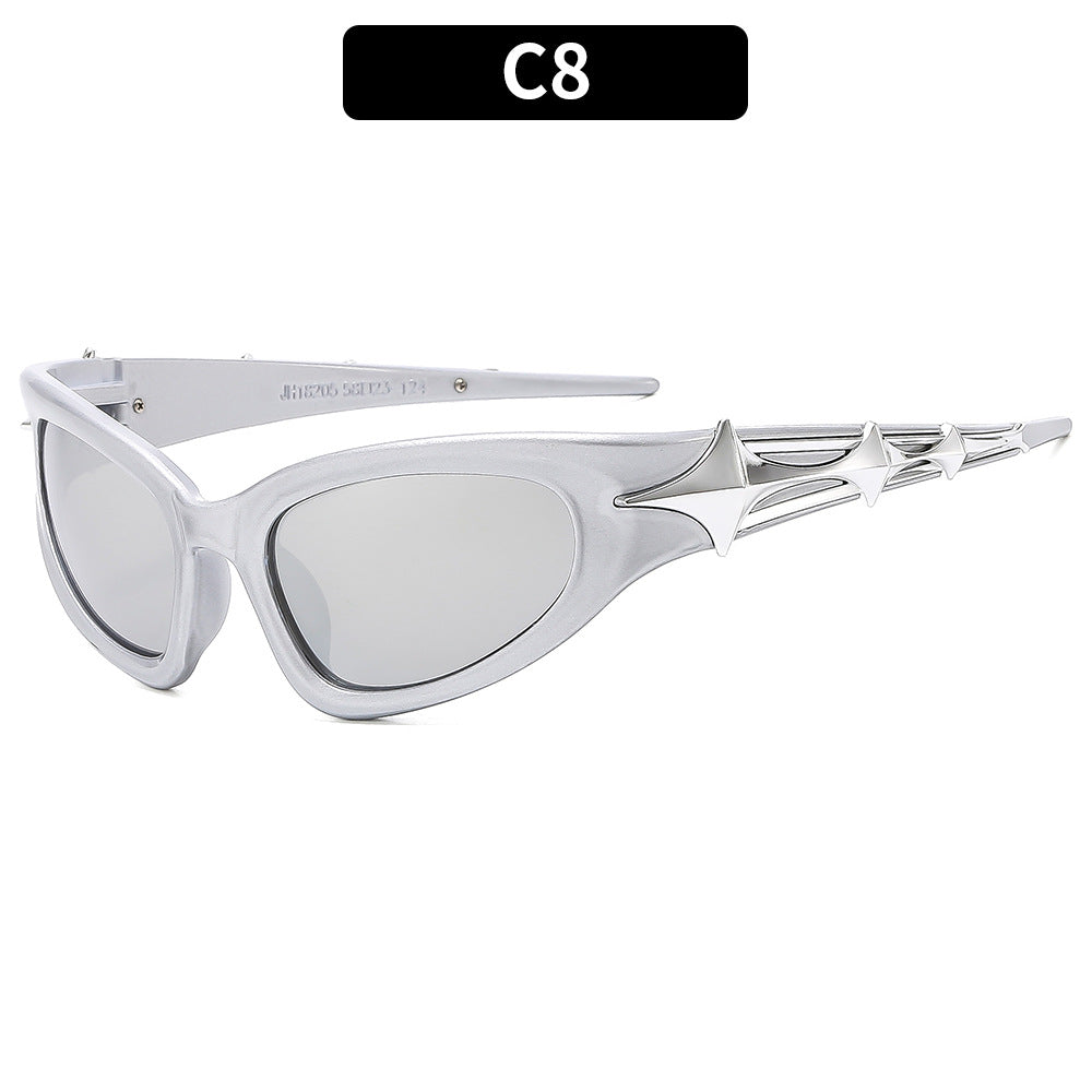 Trendy Outdoor UV Protection Sunglasses Stylish Futuristic Rectangular Shades