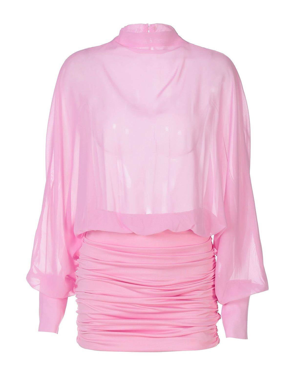 Chic Pink Chiffon Dress with Sheer Detailing