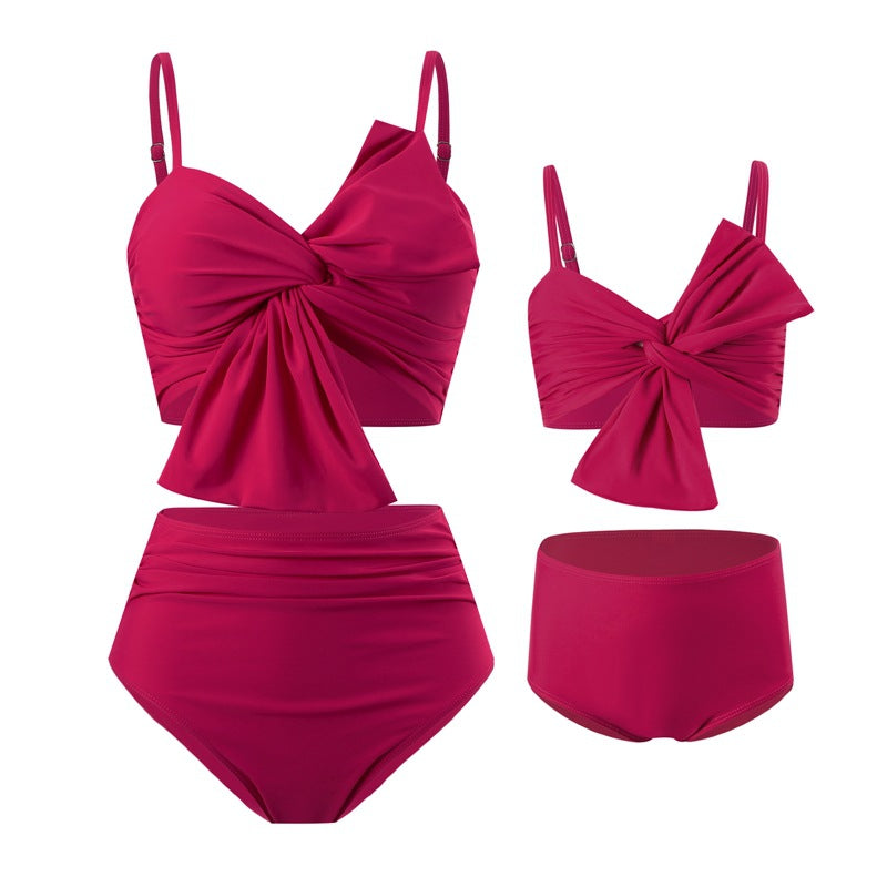 New Solid Color Bowknot Bikini Swimwear Set For Women
